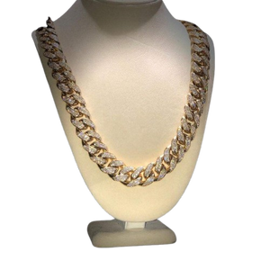 Iced Out Round Cut 18mm Diamond Cuban Link Chain Gold Hip Hop VVS Moissanite para hombres 925 Sterling Silver - Product Image 1