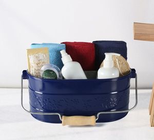 Organizador de cocina galvanizado grande con mango de madera fuerte, adecuado para picnics de granja, comedor al aire libre, Cocinas Rústicas - Product Image 6