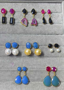 Meilleures ventes de qualité supérieure Agate Onyx Boucles d'oreilles en pierres précieuses à facettes sculptées Bijoux de mode pour la décoration intérieure Disponible en vrac - Product Image 5