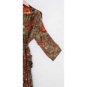 Peignoir en soie imprimé floral vintage de luxe pour femmes lune de miel et robe de mariée vêtements de mariée respirants pour l'été et le printemps - Product Image 5