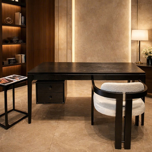 140CM BLACK MODERN <b>WALNUT</b> OFFICE DESK, MINIMALIST WOODEN COMPUTER DESK, HOME OFFICE WORK DESK, STUDY TABLE - Product Image 4