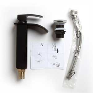 ก๊อกน้ำอ่างล้างหน้าสีดำแบบติดตั้งบนเคาน์เตอร์ Noto Tall Waterfall Mat - Product Image 2