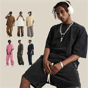 เสื้อยืดผ้าฝ้าย100% โอเวอร์ไซส์สำหรับผู้ชายซักกรดฮิปฮอปแบบสั่งทำ - Product Image 3