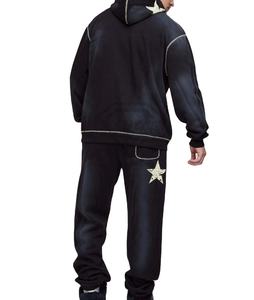 Conjunto Deportivo Personalizado de Estilo Urbano, Sudadera con Capucha y Pantalones Deportivos Holgados con Lavado Ácido, Chándal Transpirable al por Mayor para Hombre - Product Image 2