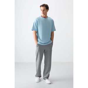 Camiseta Básica para Hombre, 100% Algodón Jersey, Color Azul Claro, Textura Gruesa y Suave, Corte Holgado -88353 - Product Image 5