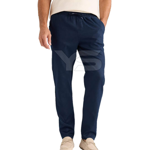 Jogger de entrenamiento de atleta con logotipo personalizado para hombre, pantalones de Jogger informales no tejidos planos rectos teñidos lisos de tela de algodón 100% - Product Image 1