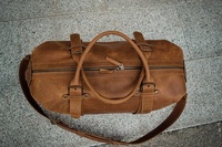 Sac de voyage en cuir pleine fleur de buffle - Style vintage unisexe avec fermeture éclair robuste et fermoir, taille personnalisable LDB-0079