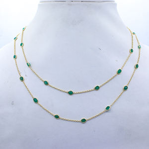 Collier en argent sterling 925 avec émeraude naturelle plaqué or fait à la main Cadeau pour femmes - Product Image 1