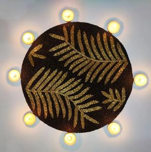 Premium Modern Satin Charger <b>Mat</b> with Leaf Design Handmade Beadwork <b>Table</b> Decoration for Home Weddings and Banquets - Product Image 2