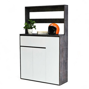 Meuble à chaussures minimaliste moderne KG68071 avec porte-vêtements portable 100x32x160cm en bois d'hévéa pour salon - Product Image 1