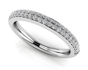 Anillo de Eternidad de Diamantes Cultivados en Laboratorio con Dos Hileras de Pavé, Elegante, de Oro de 18K, Fabricante Mayorista y Minorista OEM - Product Image 2