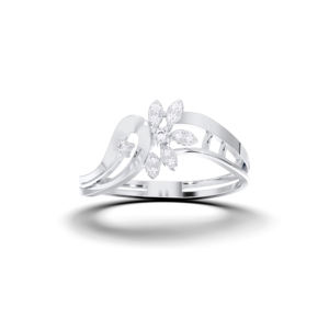 0.10 Carat E-F/VVS-VS Moissanite Round Cut Diamond Prong Set en Argent Floral Ring Design pour les femmes - Product Image 1