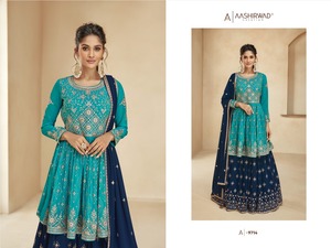 Excelente calidad, ropa especial para festivales, traje de Georgette Salwar floreciente pesado y Dupatta con Secuencia de trabajo, exportador indio - Product Image 2