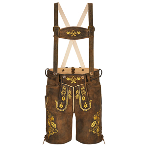 <b>Men</b> Bavarian Lederhosen <b>Shorts</b> Traditional German Leather Oktoberfest <b>Shorts</b> with Suspenders - Product Image 3