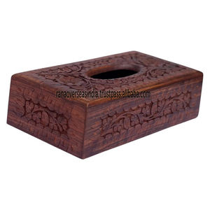 Traditional Luxury Polished Solid <b>Wood</b> Eco-Friendly Tissue <b>Box</b> Holder <b>Carved</b> Design Stylish Accent Piece for Tabletop Countertop - Product Image 4
