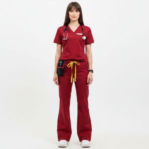 Custom Nurse Scrubs <b>Set</b> Breathable Medical Uniform Comfortable Hospital Workwear OEM Design Scrub Suit Wholesale - Product Image 2