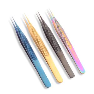 Pinzas de extensión de pestañas de acero inoxidable probadas a mano, herramienta de belleza de etiqueta privada, pinzas de punta de fibra de sujeción fuerte - Product Image 2