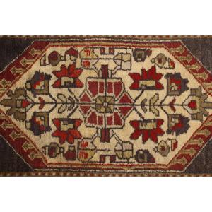 Vintage Rug, 1.7x3.5 ft Small Rug, Red <b>Brown</b> <b>Wool</b> Rug - Product Image 5