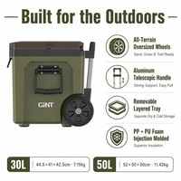 Nouvelle conception brevetée, glacières isothermes en PP et PU expansé de 30L et 50L pour le camping en extérieur, avec poignées télescopiques et roues robustes