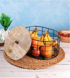 Panier en fil de fer et en bois à la mode idéal pour les maisons et les intérieurs scandinaves décoration vente chaude - Product Image 5