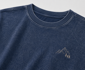 Men's Oversized Knitted <b>T</b>-<b>Shirt</b> <b>Mountain</b> Embroidery Short Sleeve O-Neck Streetwear Solid 100% Cotton Customizable Wholesale - Product Image 3