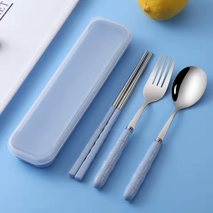Blue Handle Cutlery Set With Compact Design Perfect For <b>Travel</b> Outdoor Dining Office Lunch And Everyday Use - Product Image 1