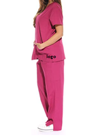 Ensemble de combinaison de travail pour femmes adultes, six poches, col en V, pantalon cargo, fermeture à cordon, tissu personnalisé, vente en gros