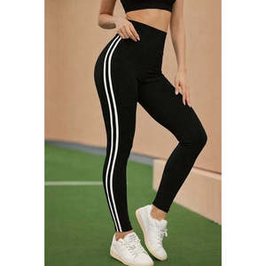 Leggings de sport longs pour femme avec détails sur les côtés, 37848 - Noir - Product Image 4