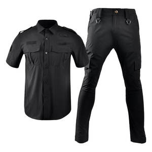 Conjunto de Uniforme de Guardia de Seguridad con Logotipo Personalizado para Hombre, Camisa Formal de 2 Piezas con Botones, Chaqueta Táctica de Manga Corta de Verano, Poliéster/Algodón - Product Image 1