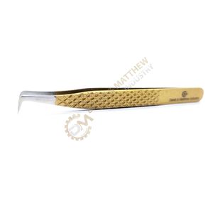 แหนบสแตนเลสปลายเรียวยาว90องศาอุปกรณ์ติดขนตาปลอมแบบโค้งมนปรับแต่งได้ - Product Image 1