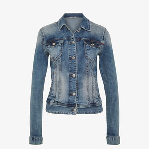 100% Cotton Women's Denim Jacket Washed Casual Design Long Sleeve Customizable Fabric Relaxed Fit Style - Product Image 1