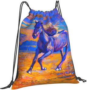 Sac à dos en polyester à cordon de serrage avec logo personnalisé Sac de sport de grande capacité Sac à provisions portable à motif solide et tendance - Product Image 6