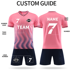 Maillots de football personnalisés en polyester à manches courtes, ensemble complet pour équipe, uniforme de football pour jeunes, entraînement de club, motif uni - Product Image 2