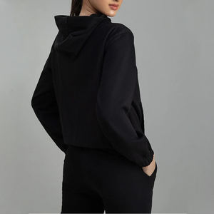 Ensemble de survêtement en coton 100% uni, couleur unie, logo personnalisé, molleton en coton, lavage vintage, femme, 2 pièces - Product Image 3