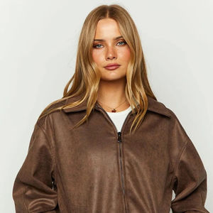 Chaqueta de Invierno de Cuero Genuino para Mujer, Transpirable, Cortavientos, Tejida, Estampada, Rellena de Algodón, Largo Regular, Decoración con Letras - Product Image 5