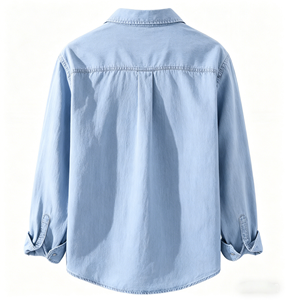 Camisa de Mezclilla para Hombre, Verano 2026, Estilo Vintage, Cuello Cuadrado, Cierre con Botones de Cuerno, Informal, Versátil, con Sensación Premium - Product Image 3