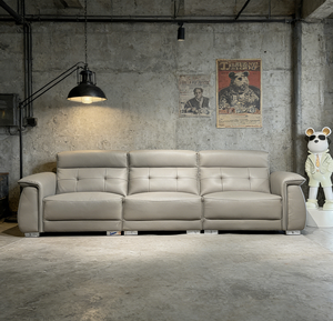 أريكة فاخرة من الجلد الصناعي عالي الجودة، تتميز باللمسة الأنيقة، مثالية لغرفة المعيشة في الفيلات، أثاث منزلي فاخر وراقي. - Product Image 1