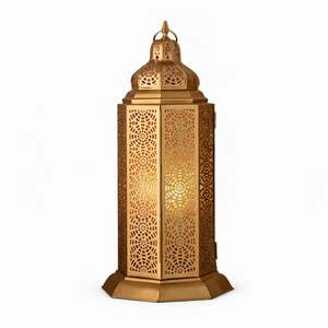Luxury <b>Gold</b> Metal Ramadan Lantern with Crescent Top Warm <b>Candle</b> Glow Elegant Islamic Decor Perfect Festive Home Gift - Product Image 5