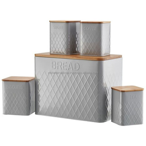 ถังใส่ขนมปังบิสกิตโลหะทรงรีสำหรับใส่ในห้องครัวกล่องใส่ชากาแฟน้ำตาลบ้านไร่เคาน์เตอร์ขนมปัง - Product Image 3