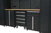Banc de travail d'atelier en acier SPCC industriel de 3300 mm avec tiroirs verrouillables et panneau perforé, personnalisable OEM ODM