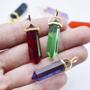 Handmade <b>Crystal</b> Quartz Pencil <b>Necklace</b> Gold Bezel Cap Statement <b>Necklace</b> Gemstone Jewelry Valentines Day Gift - Product Image 4