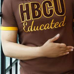HBCU Educated Iota Brown <b>Gold</b> Chenille Embroidery T <b>Shirt</b> Soft Cotton Mens Tee Custom University Apparel Manufacturer Wholesale - Product Image 5
