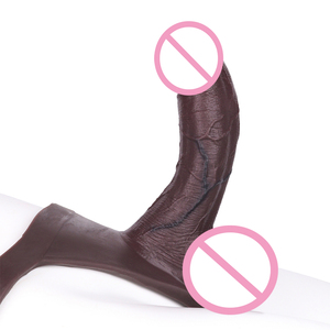 Extensor de Pene Triangular de Silicona Hueca SXXY, Pantalones Boxer con Dildo Incorporado, Negro <span class=keywords><strong>Chocolate</strong></span>, Soporte de 3 Correas para Mejora Masculina - Product Image 3