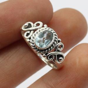 925 Sterling Silver Blue Topaz <b>Spinner</b> <b>Ring</b> 925 Sterling Silver Gemstone Handmade Girls <b>Ring</b> Jewelry Natural Solid <b>Ring</b> Jewelry - Product Image 3