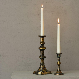 Bougeoir élégant en métal fabriqué à la main d'Inde-Bougeoir décoratif en laiton et fer forgé avec support en bois par HHO - Product Image 3