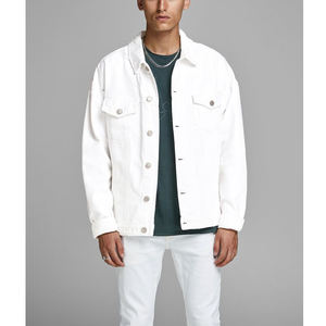 Chaqueta Vaquera de Mezclilla Teñida, Estilo Urbano, Desgastada, Holgada, para Hombre, Ecológica, Estampada, de Alta Calidad - Product Image 5