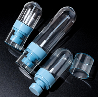 Flacon pulvérisateur inversé en PETG bleu de 30 ml, 60 ml, 80 ml, 100 ml avec pompe et capuchon pour cosmétiques et soins de la peau, brume fine