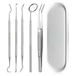 Kit de Exploración Dental, Kit de Instrumentos Dentales, Raspador de Dientes, Espejo Bucal, Sonda, Escalador, Acero Inoxidable, Manual, Certificado CE - Product Image 1