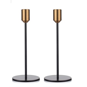 BOUGEOIR UNIQUE EN LAITON ANTIQUE FINITION EN FER FORGÉ À LA MAIN | ENSEMBLE DE 2 PORTE-BOUGEOIRS POUR LA DÉCORATION DE FÊTE À MANGER DE MARIAGE - Product Image 2