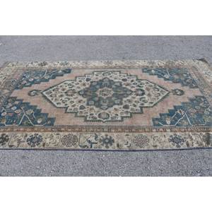 Classique Beige Bleu Vintage Tapis Turc 5.2X10.4 pieds Laine Patchwork Conception pour Salon Couloir Adolescent Chambre Latex Soutenu - Product Image 3